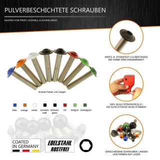 10x Verkleidungsschrauben-Set | M6x16 mit Gummimutter | Rot