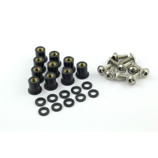 10x Verkleidungsschrauben-Set | M6x16 mit Gummimutter | Edelstahl