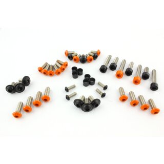 Schraubensatz Verkleidung/Rahmen KTM 690 SMC-R orange Edelstahl schwarz/orange