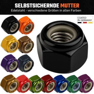 M6 Sechskantmutter selbstsichernd | DIN985 | V2A | Schwarz Matt