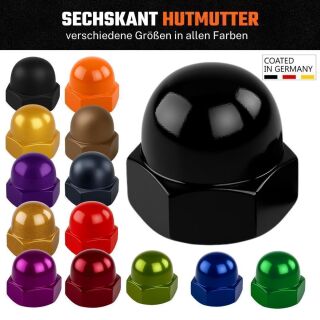 M6 Hutmutter | DIN1587 | V2A | Schwarz Glanz