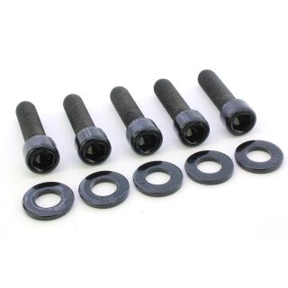 Schrauben-Kit Pulley-/Riemenrad ZK | Harley Softail+Dyna 93-99 / Sportster 91-20 | schwarz glanz (K5)